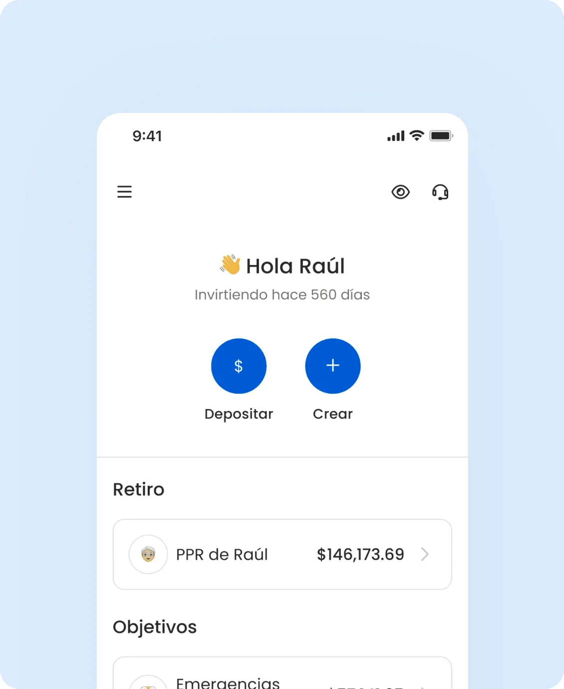 Imagen de Fintual: pantalla de inicio de la aplicación
