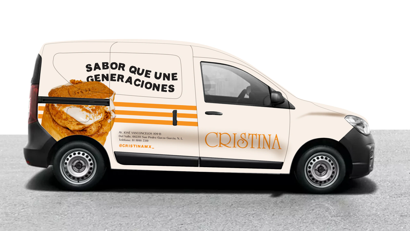 Camioneta de reparto rotulada de Cristina